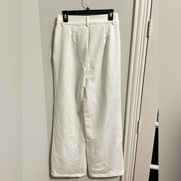 Cream wideleg women’s dress pants , off-white slacks, mid rise, sz 6, NWOT - Picture 2 of 9